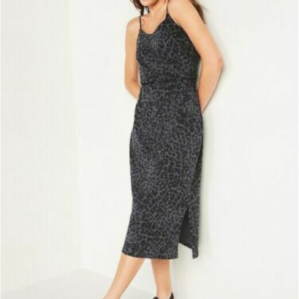 Old Navy Black Animal Print Midi Dress